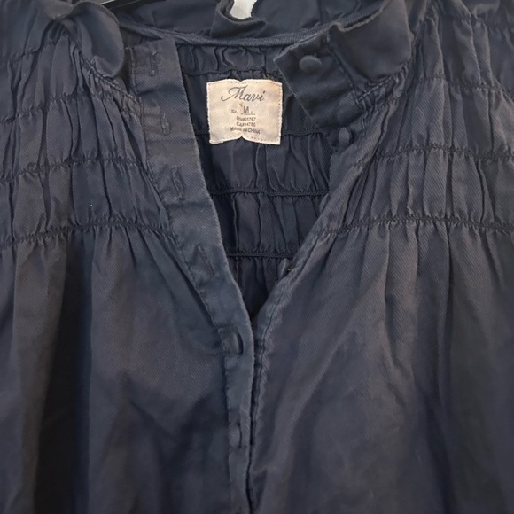 MAVI 100% Cotton Navy blue flutter sleeve button front blouse - Picture 4 of 8